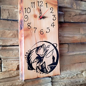 Fa falióra horgászok részére  - otthon & életmód - dekoráció - fali és függő dekoráció - falióra & óra - Meska.hu