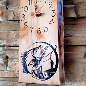 Fa falióra horgászok részére  - otthon & életmód - dekoráció - fali és függő dekoráció - falióra & óra - Meska.hu