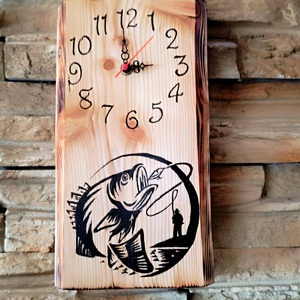 Fa falióra horgászok részére  - otthon & életmód - dekoráció - fali és függő dekoráció - falióra & óra - Meska.hu