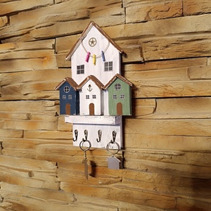 Egyedi, fából készült házikós fali kulcstartó  - otthon & életmód - dekoráció - fali és függő dekoráció - fali kulcstartó - Meska.hu