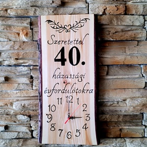 Fából készült falióra 40.házassági évforduló alkalmából  - Meska.hu