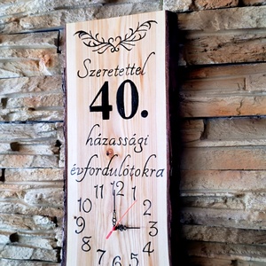 Fából készült falióra 40.házassági évforduló alkalmából  - otthon & életmód - dekoráció - fali és függő dekoráció - falióra & óra - Meska.hu