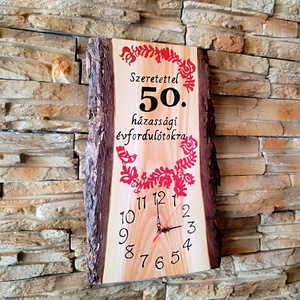 Fából készült falióra 50.házassági évforduló alkalmából  - otthon & életmód - dekoráció - fali és függő dekoráció - falióra & óra - Meska.hu