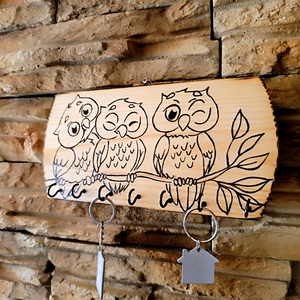 Kézműves baglyos fali kulcstartó  - otthon & életmód - dekoráció - fali és függő dekoráció - fali kulcstartó - Meska.hu