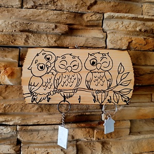 Kézműves baglyos fali kulcstartó  - otthon & életmód - dekoráció - fali és függő dekoráció - fali kulcstartó - Meska.hu
