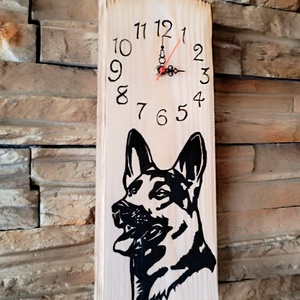 Fa falióra németjuhász kutyussal , Otthon & Életmód, Dekoráció, Fali és függő dekoráció, Falióra & óra, Famegmunkálás, MESKA