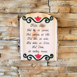 Házi áldás fa falikép virág mintával  - otthon & életmód - vallás - házi áldás - Meska.hu