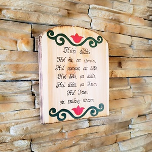 Házi áldás fa falikép virág mintával  - otthon & életmód - vallás - házi áldás - Meska.hu