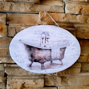 Vintage stílusú fürdőszoba tábla  - otthon & életmód - fürdőszoba - fürdőszobai dekoráció - Meska.hu