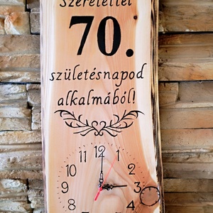 Fából készült falióra 70.születésnap alkalmából  - otthon & életmód - dekoráció - fali és függő dekoráció - falióra & óra - Meska.hu