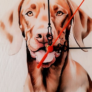 Fehér fa falióra vizsla kutyával  - otthon & életmód - dekoráció - fali és függő dekoráció - falióra & óra - Meska.hu