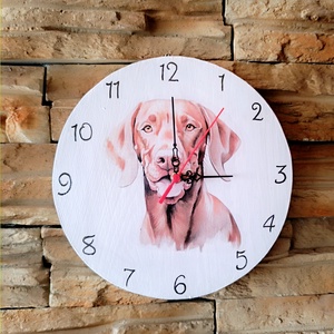 Fehér fa falióra vizsla kutyával  - otthon & életmód - dekoráció - fali és függő dekoráció - falióra & óra - Meska.hu