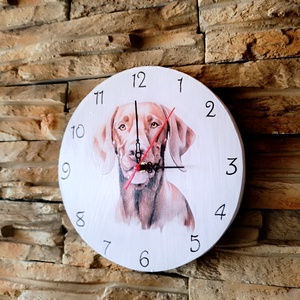 Fehér fa falióra vizsla kutyával  - otthon & életmód - dekoráció - fali és függő dekoráció - falióra & óra - Meska.hu