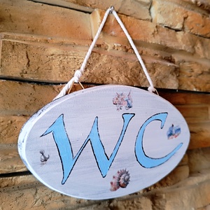 Ajtó tábla wc felirattal  - otthon & életmód - fürdőszoba - fürdőszobai dekoráció - Meska.hu