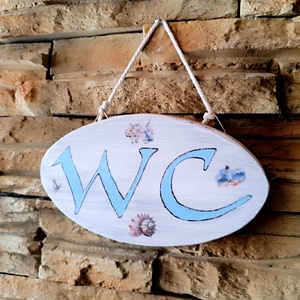 Ajtó tábla wc felirattal  - otthon & életmód - fürdőszoba - fürdőszobai dekoráció - Meska.hu