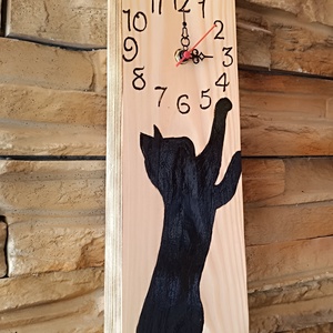Fa falióra fekete macska  - otthon & életmód - dekoráció - fali és függő dekoráció - falióra & óra - Meska.hu