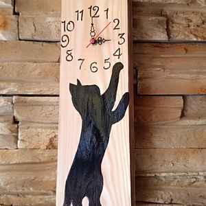 Fa falióra fekete macska  - otthon & életmód - dekoráció - fali és függő dekoráció - falióra & óra - Meska.hu