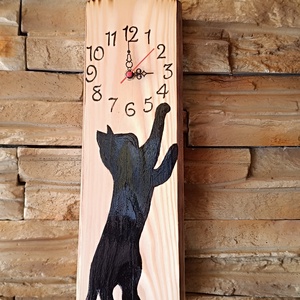 Fa falióra fekete macska  - otthon & életmód - dekoráció - fali és függő dekoráció - falióra & óra - Meska.hu