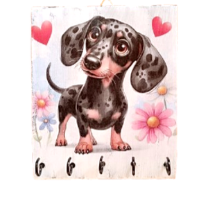 Fali kulcstartó aranyos kis tacskó kutyussal  - otthon & életmód - dekoráció - fali és függő dekoráció - fali kulcstartó - Meska.hu