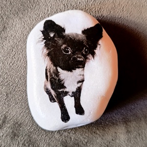 Egyedi,megrendelésre készült díszkő Rőzsike kutyussal - otthon & életmód - dekoráció - asztal és polc dekoráció - kavics & kő - Meska.hu