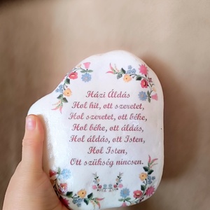 Házi Áldás  nagyméretű fehér díszkő - otthon & életmód - vallás - házi áldás - Meska.hu
