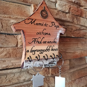 Mami és Papi otthona Ahol az unoka a legnagyobb kincs Fa fali kulcstartó  - otthon & életmód - dekoráció - fali és függő dekoráció - fali kulcstartó - Meska.hu