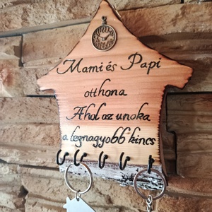 Mami és Papi otthona Ahol az unoka a legnagyobb kincs Fa fali kulcstartó  - otthon & életmód - dekoráció - fali és függő dekoráció - fali kulcstartó - Meska.hu