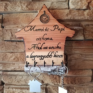 Mami és Papi otthona Ahol az unoka a legnagyobb kincs Fa fali kulcstartó  - otthon & életmód - dekoráció - fali és függő dekoráció - fali kulcstartó - Meska.hu
