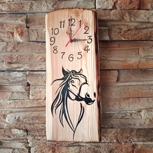 Fából készült lovas falióra , Otthon & Életmód, Dekoráció, Fali és függő dekoráció, Falióra & óra, Famegmunkálás, MESKA