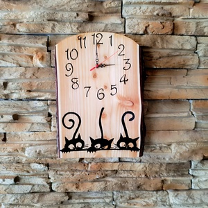 Három fekete cica falióra  - otthon & életmód - dekoráció - fali és függő dekoráció - falióra & óra - Meska.hu