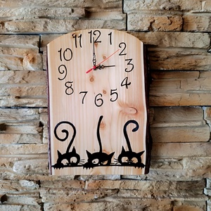 Három fekete cica falióra  - otthon & életmód - dekoráció - fali és függő dekoráció - falióra & óra - Meska.hu