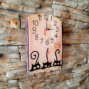 Három fekete cica falióra  - otthon & életmód - dekoráció - fali és függő dekoráció - falióra & óra - Meska.hu