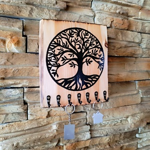 Fa fali kulcstartó életfával díszítve  - otthon & életmód - dekoráció - fali és függő dekoráció - fali kulcstartó - Meska.hu
