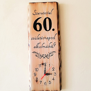 Kézműves ajándék fa falióra 60. születésnapra, Otthon & Életmód, Dekoráció, Fali és függő dekoráció, Falióra & óra, Famegmunkálás, MESKA