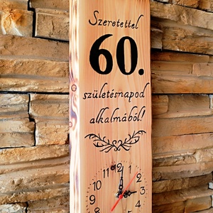 Kézműves ajándék fa falióra 60. születésnapra - otthon & életmód - dekoráció - fali és függő dekoráció - falióra & óra - Meska.hu