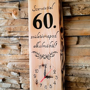 Kézműves ajándék fa falióra 60. születésnapra - otthon & életmód - dekoráció - fali és függő dekoráció - falióra & óra - Meska.hu