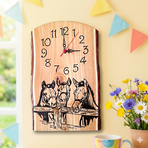 3 lovas fa falióra , Otthon & Életmód, Dekoráció, Fali és függő dekoráció, Falióra & óra, Famegmunkálás, MESKA