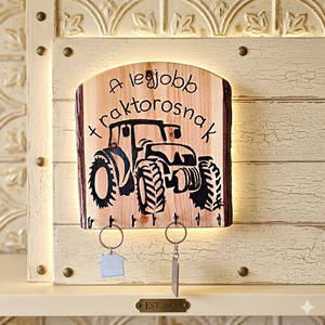 Fa fali kulcstartó a legjobb traktorosnak , Otthon & Életmód, Dekoráció, Fali és függő dekoráció, Fali kulcstartó, Famegmunkálás, MESKA