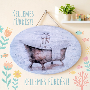 Vintage stílusú fürdőszoba tábla , Otthon & Életmód, Fürdőszoba, Fürdőszobai dekoráció, Famegmunkálás, MESKA