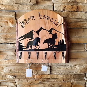 Lovas hangulatú fa fali kulcstartó-Isten hozott! - otthon & életmód - dekoráció - fali és függő dekoráció - fali kulcstartó - Meska.hu
