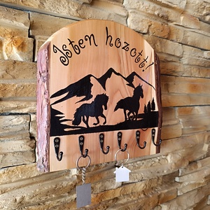 Lovas hangulatú fa fali kulcstartó-Isten hozott! - otthon & életmód - dekoráció - fali és függő dekoráció - fali kulcstartó - Meska.hu