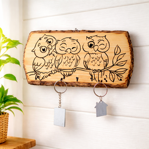 Kézműves baglyos fali kulcstartó , Otthon & Életmód, Dekoráció, Fali és függő dekoráció, Fali kulcstartó, Famegmunkálás, MESKA