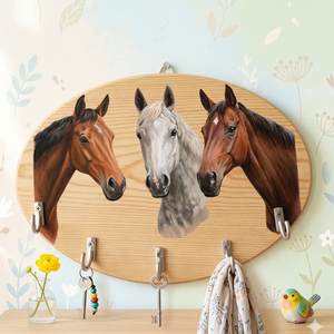 Vintage stílusú fából készült lovas fali kulcstartó , Otthon & Életmód, Dekoráció, Fali és függő dekoráció, Fali kulcstartó, Famegmunkálás, MESKA