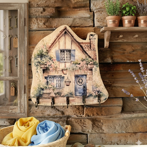 Vintage stílusú, házikó formájú, fából készült fali kulcstartó  - otthon & életmód - dekoráció - fali és függő dekoráció - fali kulcstartó - Meska.hu