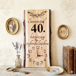 Fából készült falióra 40.házassági évforduló alkalmából , Otthon & Életmód, Dekoráció, Fali és függő dekoráció, Falióra & óra, Famegmunkálás, MESKA