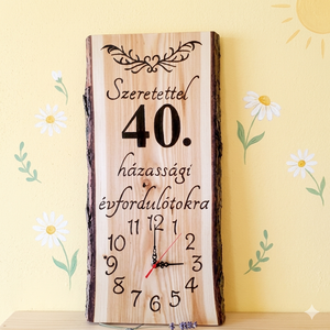 Fából készült falióra 40.házassági évforduló alkalmából  - otthon & életmód - dekoráció - fali és függő dekoráció - falióra & óra - Meska.hu