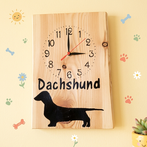 Fából készült falióra tacskó kutyussal , Otthon & Életmód, Dekoráció, Fali és függő dekoráció, Falióra & óra, Famegmunkálás, Gravírozás, pirográfia, MESKA