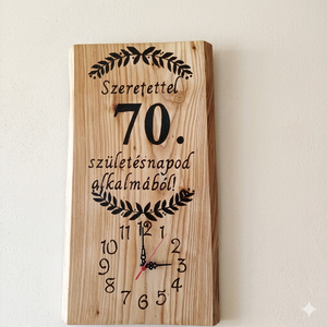 Fából készült kézműves falióra 70.születésnap alkalmából  - otthon & életmód - dekoráció - fali és függő dekoráció - falióra & óra - Meska.hu