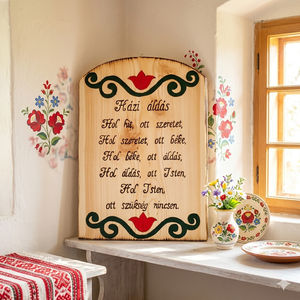 Házi áldás fa falikép virág mintával , Otthon & Életmód, Vallás, Házi áldás, Famegmunkálás, MESKA