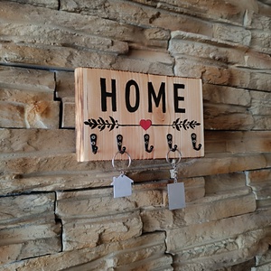 HOME fa fali kulcstartó - rusztikus, otthonos hangulat  - otthon & életmód - dekoráció - fali és függő dekoráció - fali kulcstartó - Meska.hu
